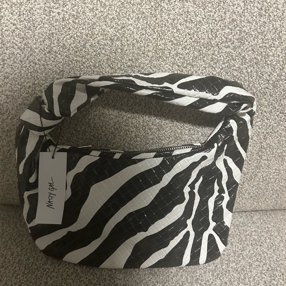 Nasty Gal Black and White Zebra Shoulder Bag